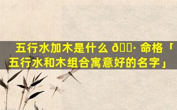 五行水加木是什么 🌷 命格「五行水和木组合寓意好的名字」